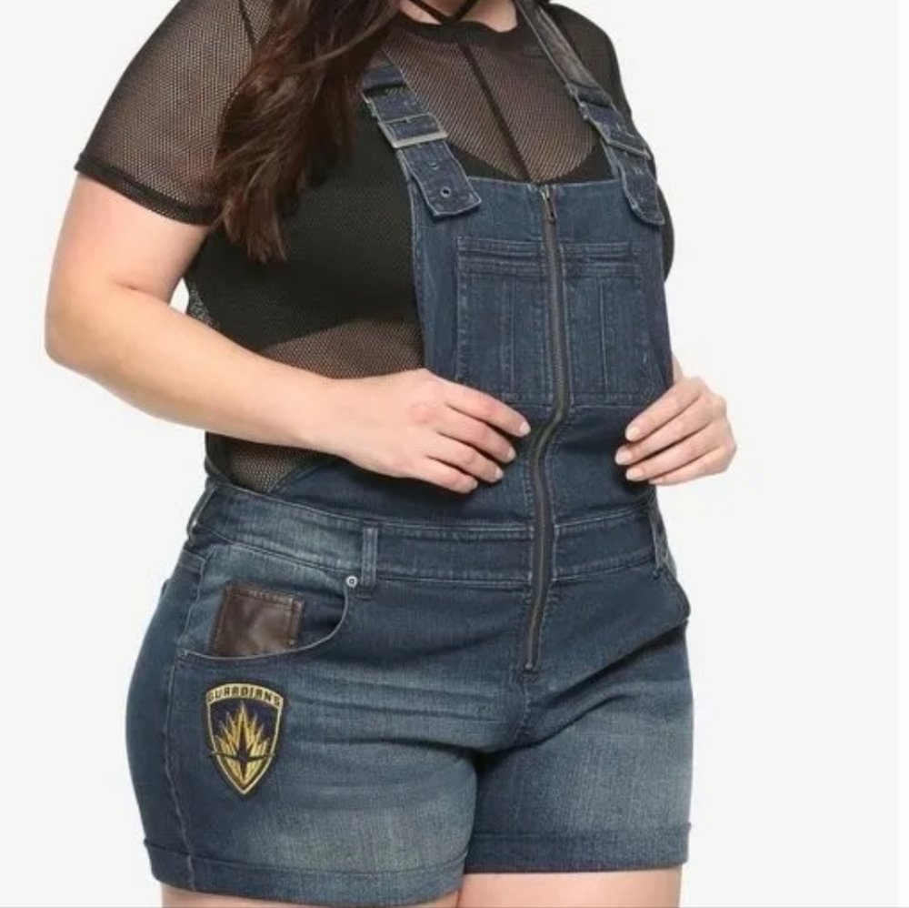 Marvel By Her Universe Guardians of the Galaxy Denim Short Overalls XL